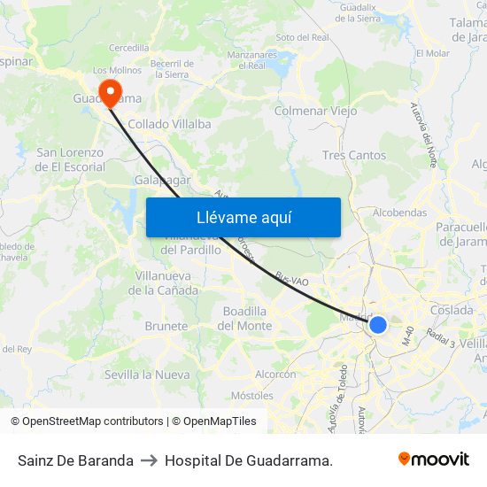Sainz De Baranda to Hospital De Guadarrama. map