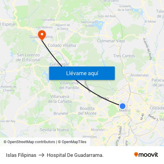 Islas Filipinas to Hospital De Guadarrama. map
