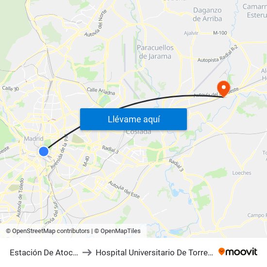 Estación De Atocha to Hospital Universitario De Torrejón map