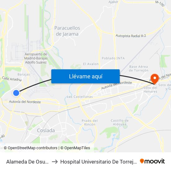 Alameda De Osuna to Hospital Universitario De Torrejón map