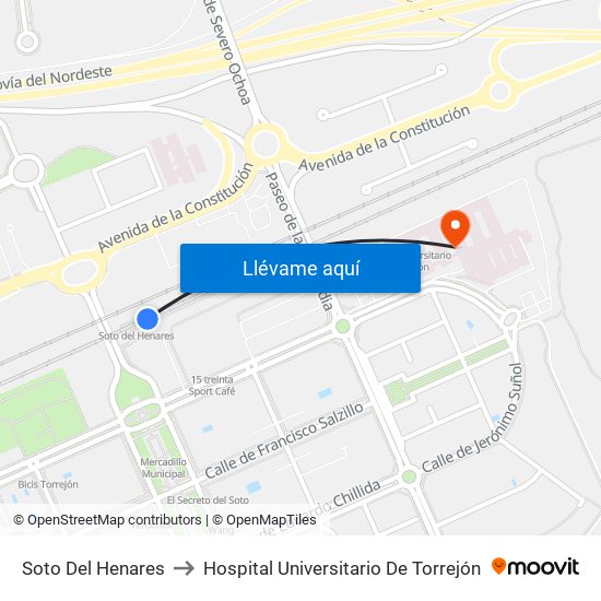 Soto Del Henares to Hospital Universitario De Torrejón map