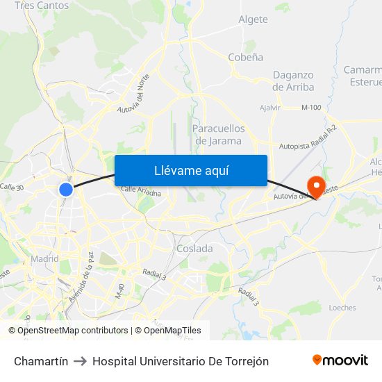 Chamartín to Hospital Universitario De Torrejón map