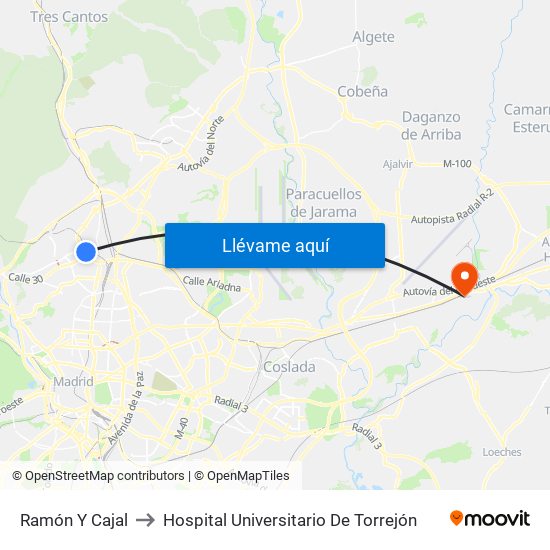 Ramón Y Cajal to Hospital Universitario De Torrejón map