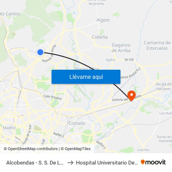 Alcobendas - S. S. De Los Reyes to Hospital Universitario De Torrejón map