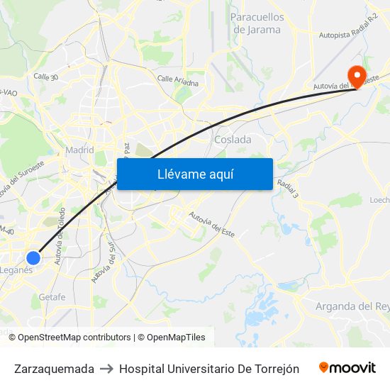 Zarzaquemada to Hospital Universitario De Torrejón map