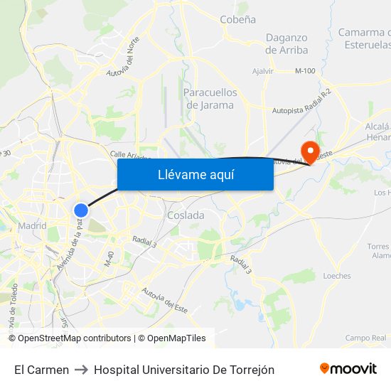 El Carmen to Hospital Universitario De Torrejón map