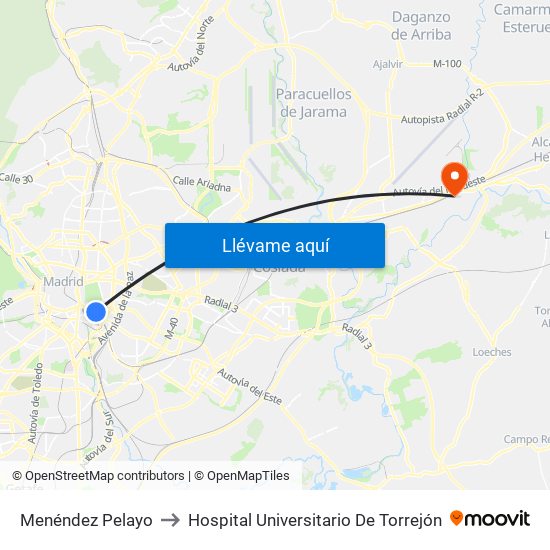 Menéndez Pelayo to Hospital Universitario De Torrejón map