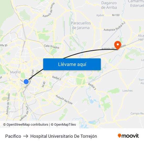 Pacífico to Hospital Universitario De Torrejón map