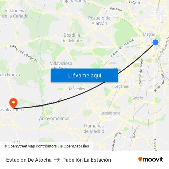 Estación De Atocha to Pabellón La Estación map