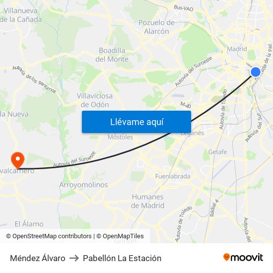 Méndez Álvaro to Pabellón La Estación map