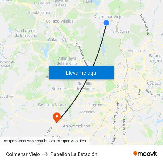 Colmenar Viejo to Pabellón La Estación map