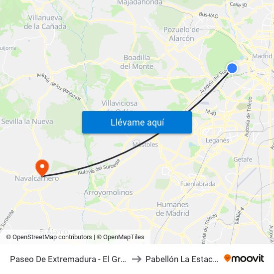 Paseo De Extremadura - El Greco to Pabellón La Estación map