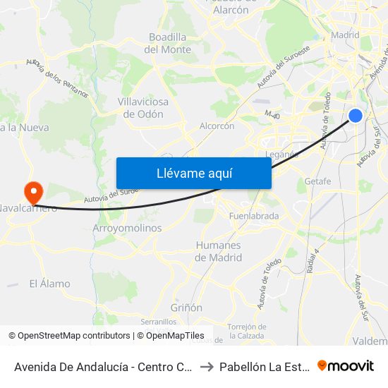 Avenida De Andalucía - Centro Comercial to Pabellón La Estación map