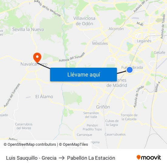 Luis Sauquillo - Grecia to Pabellón La Estación map