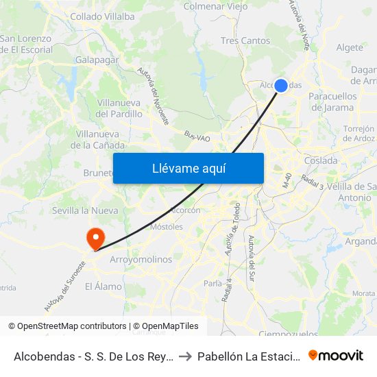 Alcobendas - S. S. De Los Reyes to Pabellón La Estación map