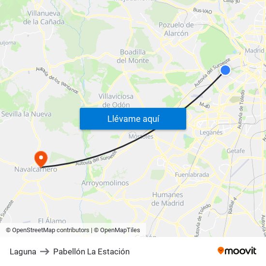 Laguna to Pabellón La Estación map