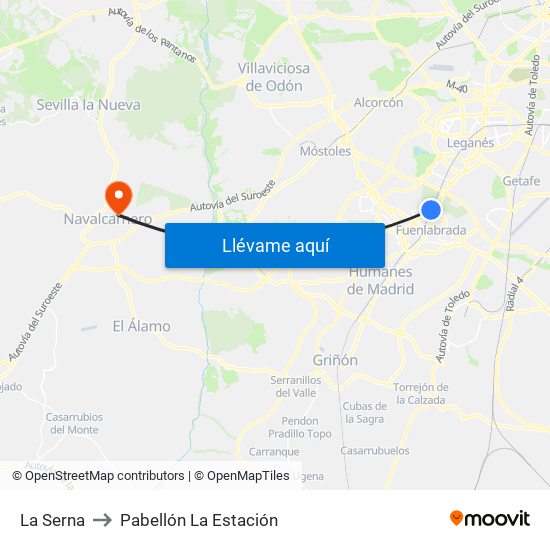 La Serna to Pabellón La Estación map