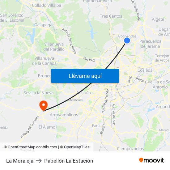 La Moraleja to Pabellón La Estación map