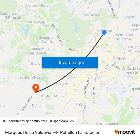Marqués De La Valdavia to Pabellón La Estación map
