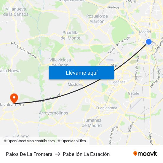 Palos De La Frontera to Pabellón La Estación map
