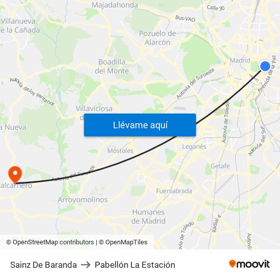 Sainz De Baranda to Pabellón La Estación map