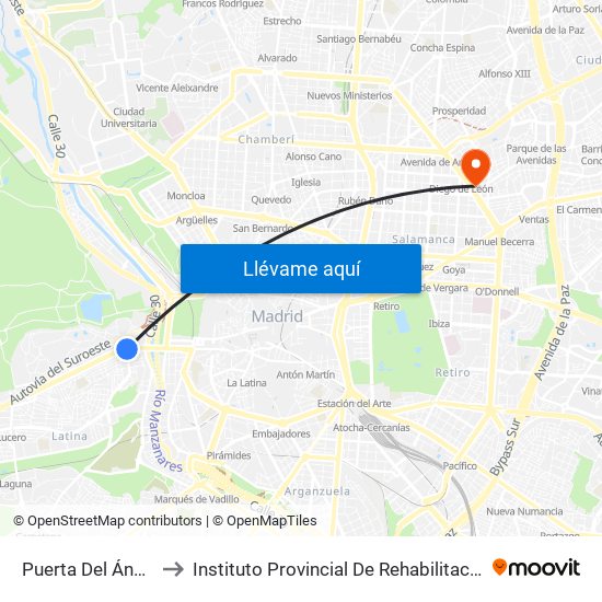 Puerta Del Ángel to Instituto Provincial De Rehabilitación map