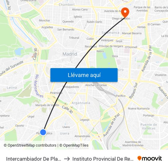 Intercambiador De Plaza Elíptica to Instituto Provincial De Rehabilitación map