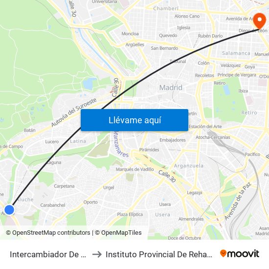 Intercambiador De Aluche to Instituto Provincial De Rehabilitación map