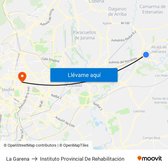 La Garena to Instituto Provincial De Rehabilitación map