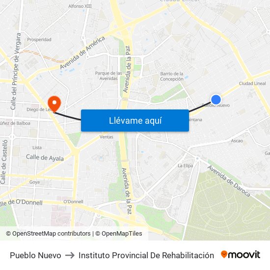 Pueblo Nuevo to Instituto Provincial De Rehabilitación map