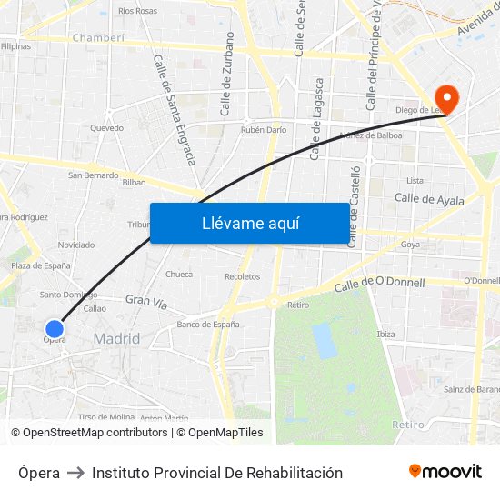 Ópera to Instituto Provincial De Rehabilitación map