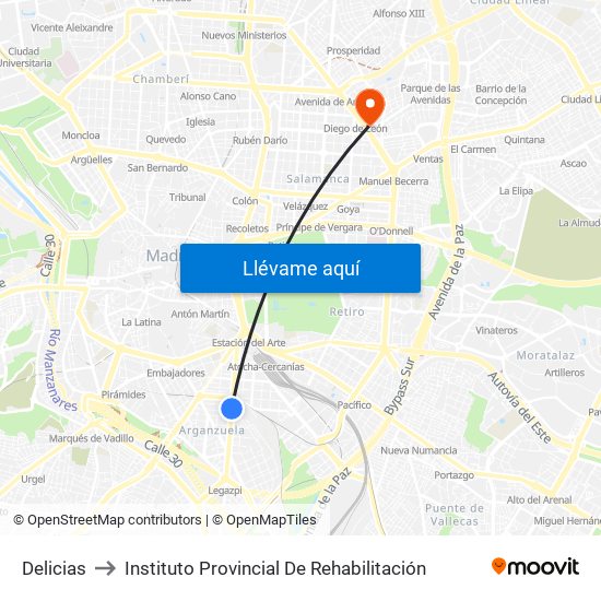 Delicias to Instituto Provincial De Rehabilitación map