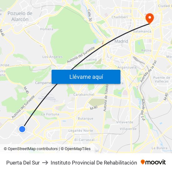 Puerta Del Sur to Instituto Provincial De Rehabilitación map
