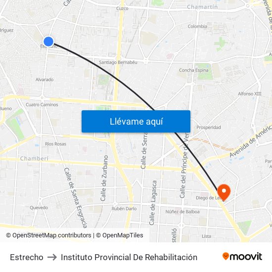Estrecho to Instituto Provincial De Rehabilitación map