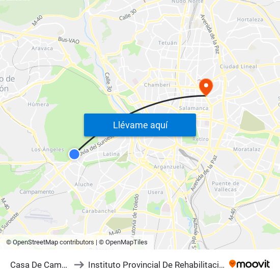 Casa De Campo to Instituto Provincial De Rehabilitación map