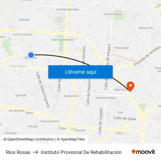 Ríos Rosas to Instituto Provincial De Rehabilitación map