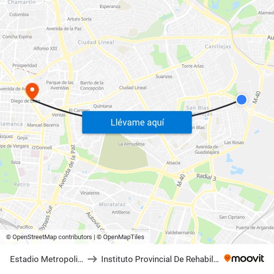 Estadio Metropolitano to Instituto Provincial De Rehabilitación map