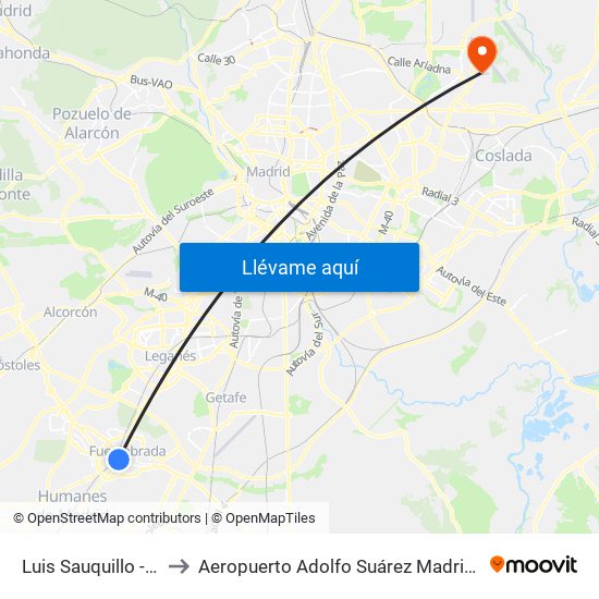 Luis Sauquillo - Grecia to Aeropuerto Adolfo Suárez Madrid-Barajas T2 map