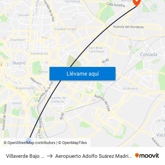 Villaverde Bajo - Cruce to Aeropuerto Adolfo Suárez Madrid-Barajas T2 map