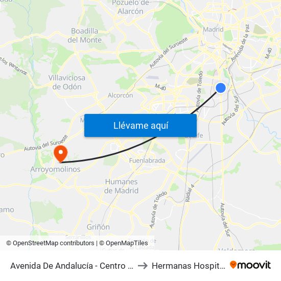 Avenida De Andalucía - Centro Comercial to Hermanas Hospitalarias map