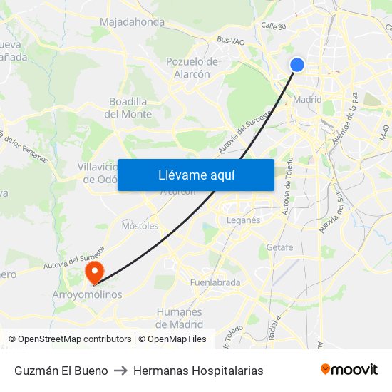 Guzmán El Bueno to Hermanas Hospitalarias map