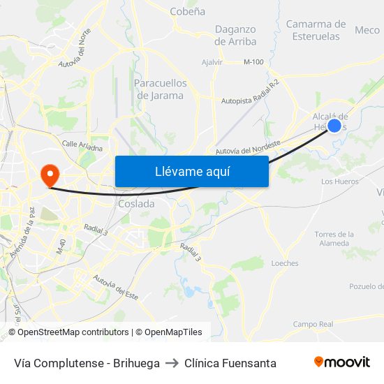 Vía Complutense - Brihuega to Clínica Fuensanta map