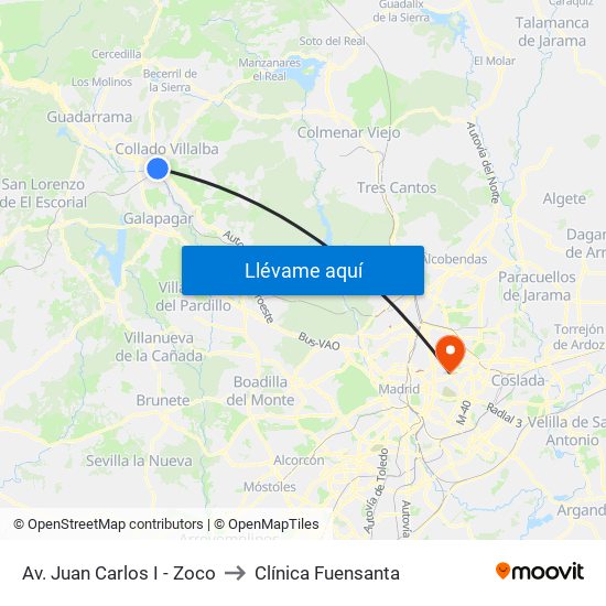 Av. Juan Carlos I - Zoco to Clínica Fuensanta map