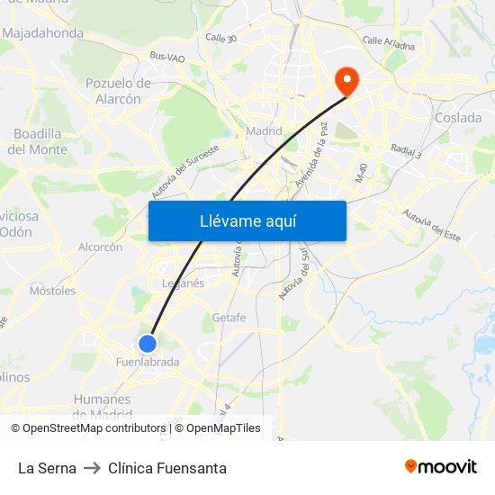 La Serna to Clínica Fuensanta map