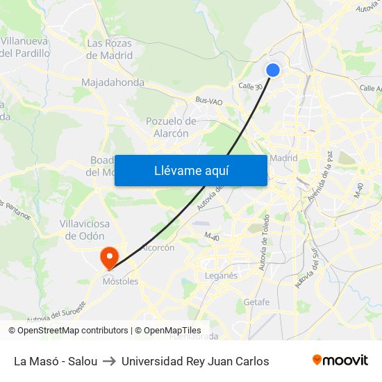 La Masó - Salou to Universidad Rey Juan Carlos map