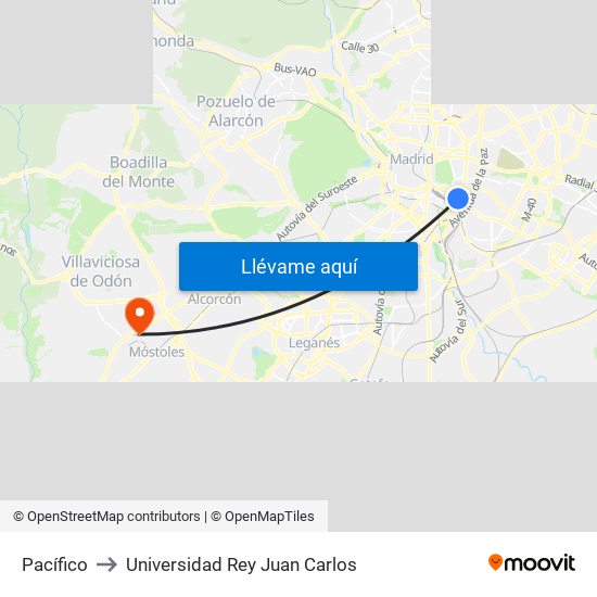 Pacífico to Universidad Rey Juan Carlos map
