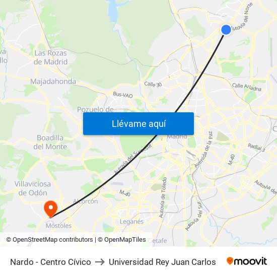 Nardo - Centro Cívico to Universidad Rey Juan Carlos map
