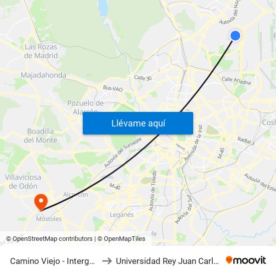 Camino Viejo - Intergolf to Universidad Rey Juan Carlos map