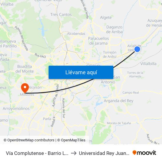 Vía Complutense - Barrio Ledesma to Universidad Rey Juan Carlos map