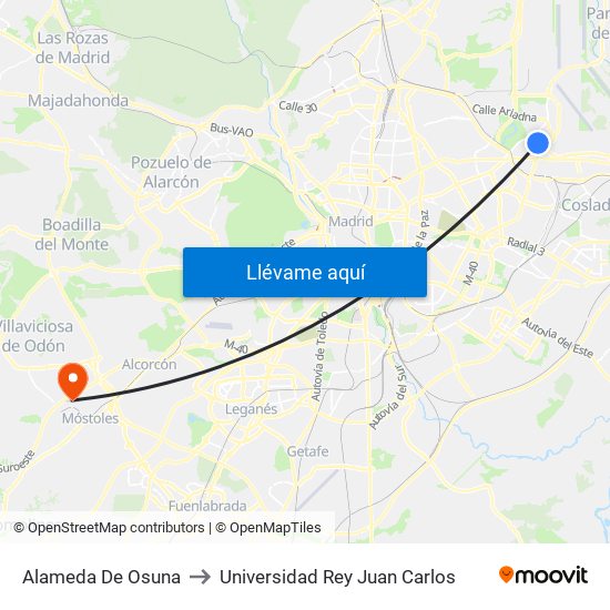 Alameda De Osuna to Universidad Rey Juan Carlos map